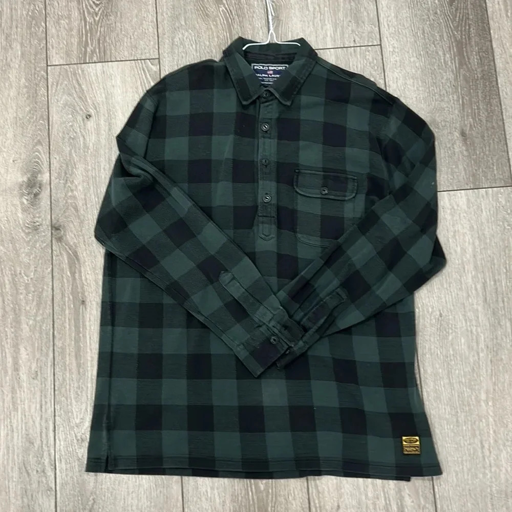 Collared knit Ralph Lauren plaid pullover shirt - Picture 2 of 7